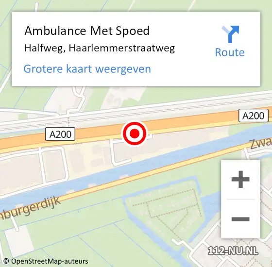 Locatie op kaart van de 112 melding: Ambulance Met Spoed Naar Halfweg, Haarlemmerstraatweg op 30 april 2020 13:59