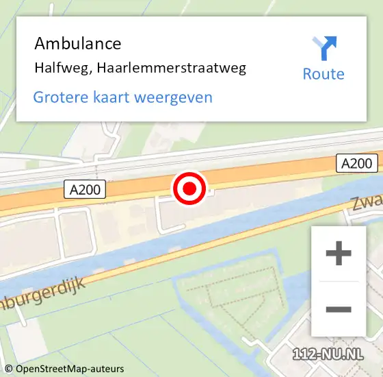 Locatie op kaart van de 112 melding: Ambulance Halfweg, Haarlemmerstraatweg op 30 april 2020 14:02