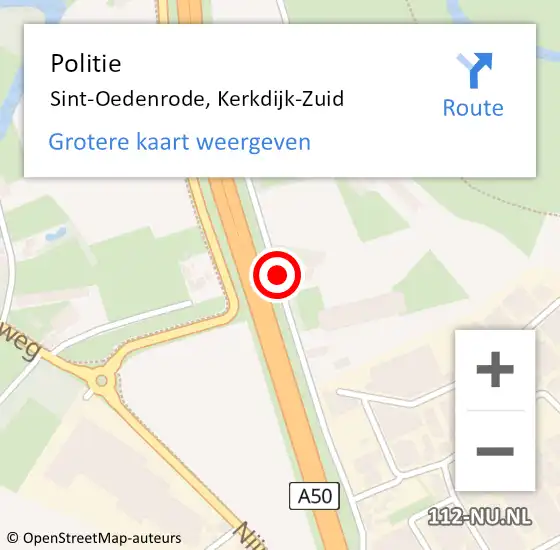 Locatie op kaart van de 112 melding: Politie Sint-Oedenrode, Kerkdijk-Zuid op 30 april 2020 14:07