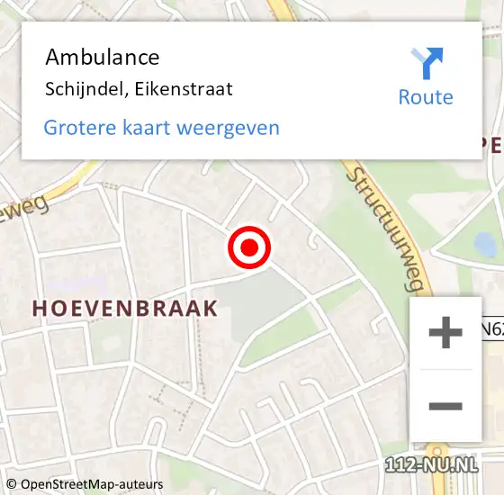 Locatie op kaart van de 112 melding: Ambulance Schijndel, Eikenstraat op 30 april 2020 14:14