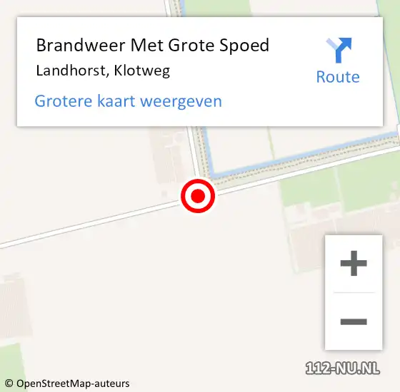 Locatie op kaart van de 112 melding: Brandweer Met Grote Spoed Naar Landhorst, Klotweg op 30 april 2020 14:28