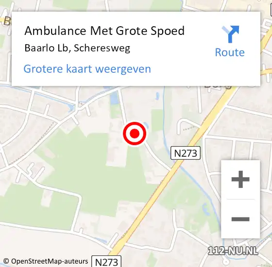 Locatie op kaart van de 112 melding: Ambulance Met Grote Spoed Naar Baarlo Lb, Scheresweg op 30 september 2013 23:41