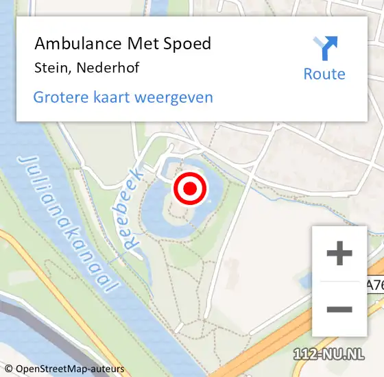 Locatie op kaart van de 112 melding: Ambulance Met Spoed Naar Stein, Nederhof op 5 mei 2014 14:25