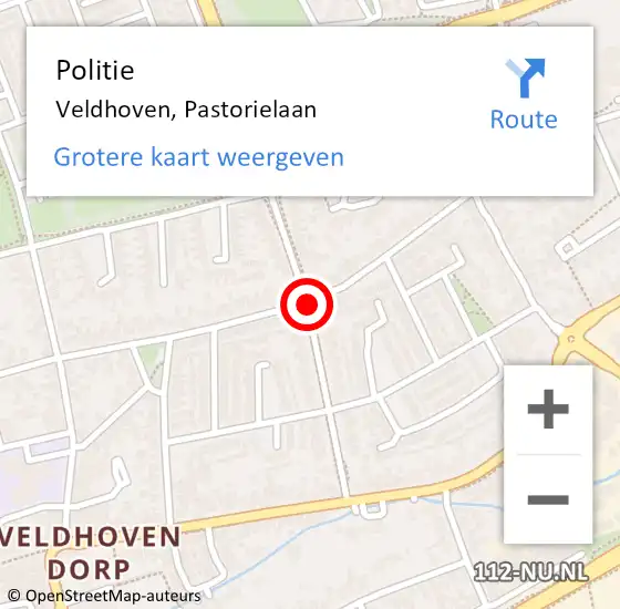 Locatie op kaart van de 112 melding: Politie Veldhoven, Pastorielaan op 30 april 2020 15:26
