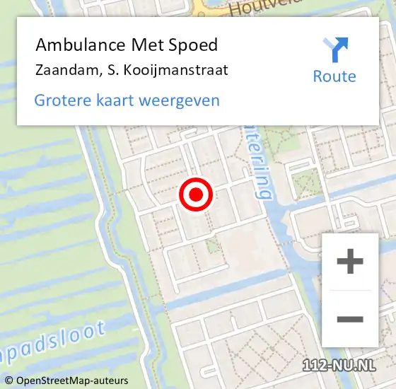 Locatie op kaart van de 112 melding: Ambulance Met Spoed Naar Zaandam, S. Kooijmanstraat op 30 april 2020 15:29