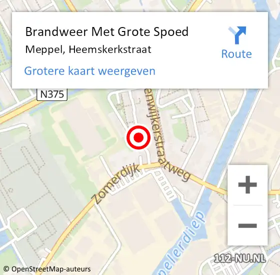 Locatie op kaart van de 112 melding: Brandweer Met Grote Spoed Naar Meppel, Heemskerkstraat op 30 april 2020 16:33