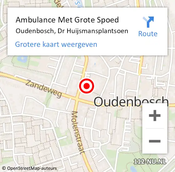 Locatie op kaart van de 112 melding: Ambulance Met Grote Spoed Naar Oudenbosch, Dr Huijsmansplantsoen op 5 mei 2014 14:32