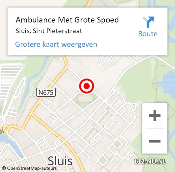 Locatie op kaart van de 112 melding: Ambulance Met Grote Spoed Naar Sluis, Sint Pieterstraat op 30 april 2020 17:17