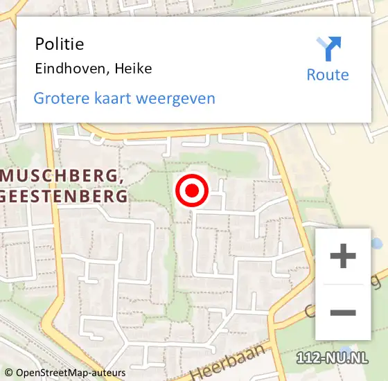 Locatie op kaart van de 112 melding: Politie Eindhoven, Heike op 30 april 2020 18:35