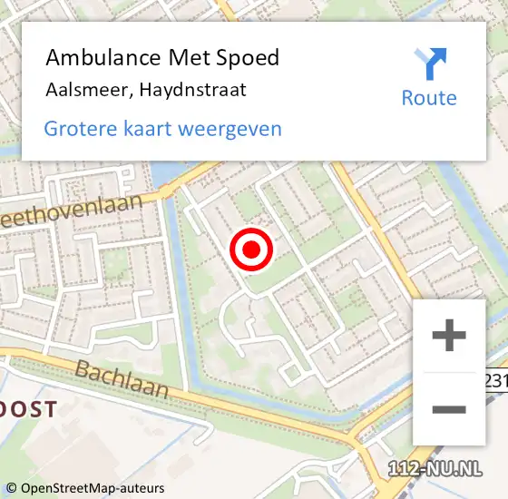 Locatie op kaart van de 112 melding: Ambulance Met Spoed Naar Aalsmeer, Haydnstraat op 30 april 2020 19:18