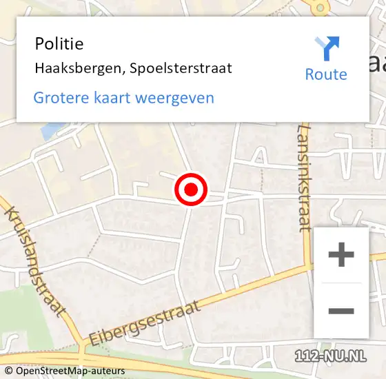 Locatie op kaart van de 112 melding: Politie Haaksbergen, Spoelsterstraat op 30 april 2020 19:38