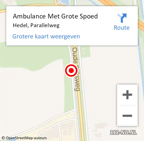 Locatie op kaart van de 112 melding: Ambulance Met Grote Spoed Naar Hedel, Parallelweg op 30 april 2020 20:36