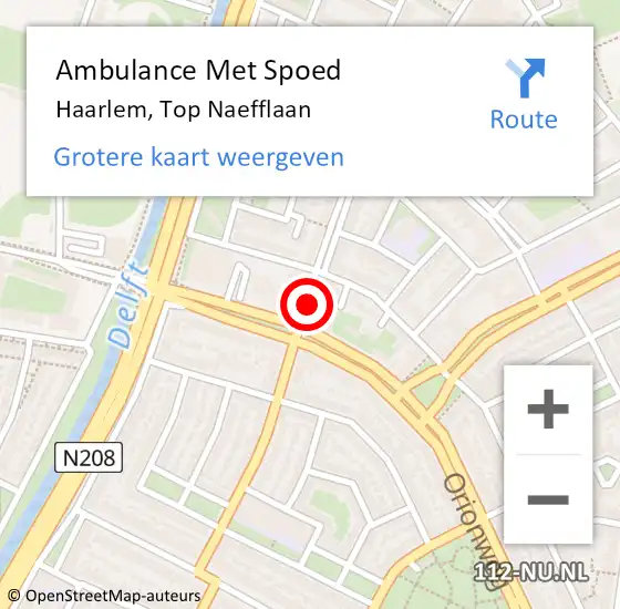 Locatie op kaart van de 112 melding: Ambulance Met Spoed Naar Haarlem, Top Naefflaan op 30 april 2020 22:54