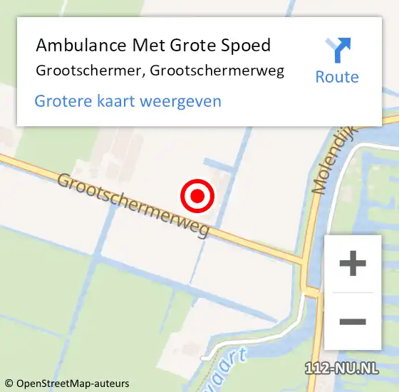 Locatie op kaart van de 112 melding: Ambulance Met Grote Spoed Naar Grootschermer, Grootschermerweg op 5 mei 2014 15:06