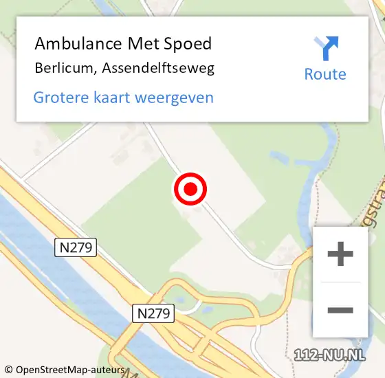 Locatie op kaart van de 112 melding: Ambulance Met Spoed Naar Berlicum, Assendelftseweg op 1 mei 2020 08:28