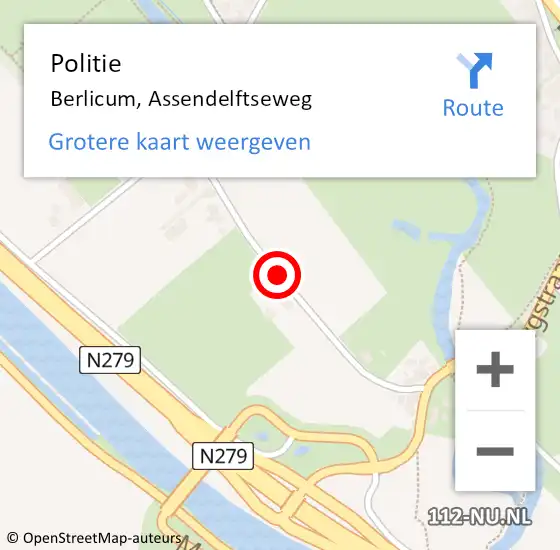 Locatie op kaart van de 112 melding: Politie Berlicum, Assendelftseweg op 1 mei 2020 08:29