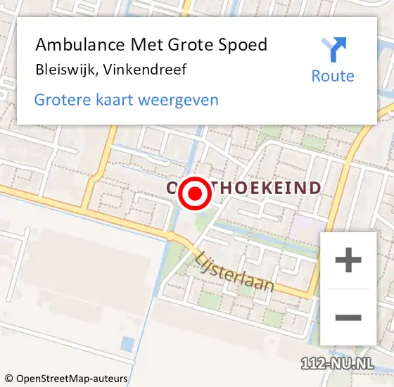 Locatie op kaart van de 112 melding: Ambulance Met Grote Spoed Naar Bleiswijk, Vinkendreef op 30 september 2013 23:55