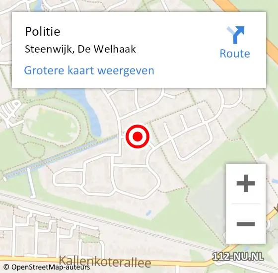 Locatie op kaart van de 112 melding: Politie Steenwijk, De Welhaak op 1 mei 2020 08:37