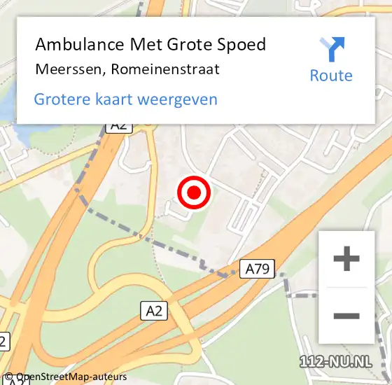 Locatie op kaart van de 112 melding: Ambulance Met Grote Spoed Naar Meerssen, Romeinenstraat op 5 mei 2014 15:17