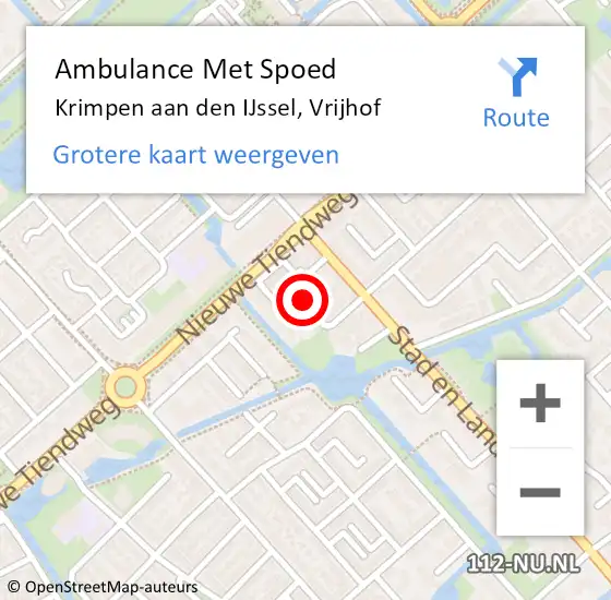 Locatie op kaart van de 112 melding: Ambulance Met Spoed Naar Krimpen aan den IJssel, Vrijhof op 1 mei 2020 11:09