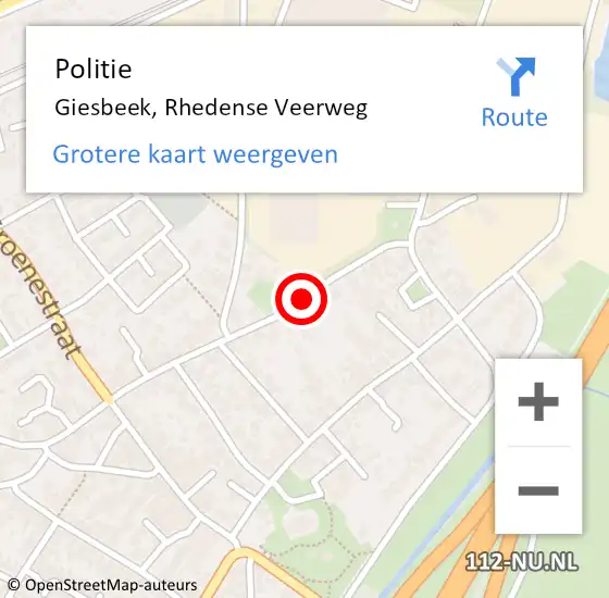 Locatie op kaart van de 112 melding: Politie Giesbeek, Rhedense Veerweg op 1 mei 2020 11:31