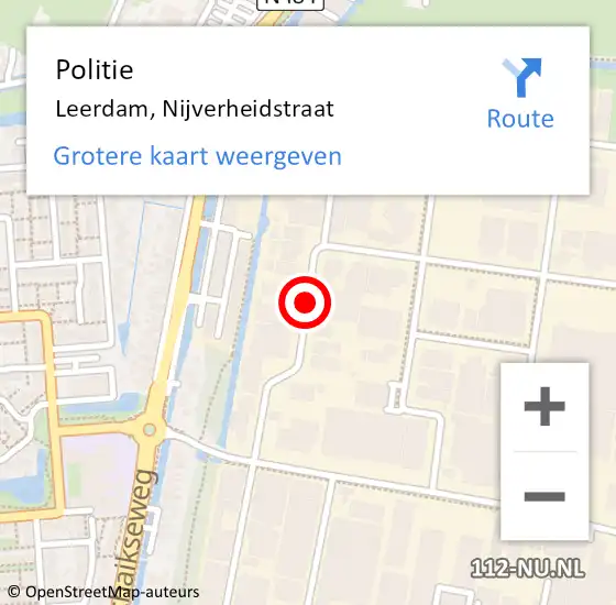 Locatie op kaart van de 112 melding: Politie Leerdam, Nijverheidstraat op 1 mei 2020 11:56