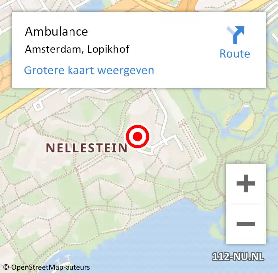 Locatie op kaart van de 112 melding: Ambulance Amsterdam, Lopikhof op 1 mei 2020 12:07