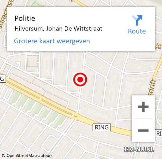 Locatie op kaart van de 112 melding: Politie Hilversum, Johan De Wittstraat op 1 mei 2020 12:29