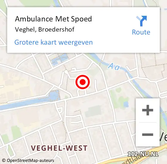 Locatie op kaart van de 112 melding: Ambulance Met Spoed Naar Veghel, Broedershof op 1 mei 2020 13:43