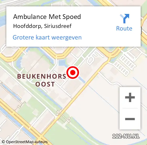 Locatie op kaart van de 112 melding: Ambulance Met Spoed Naar Hoofddorp, Siriusdreef op 1 mei 2020 14:38