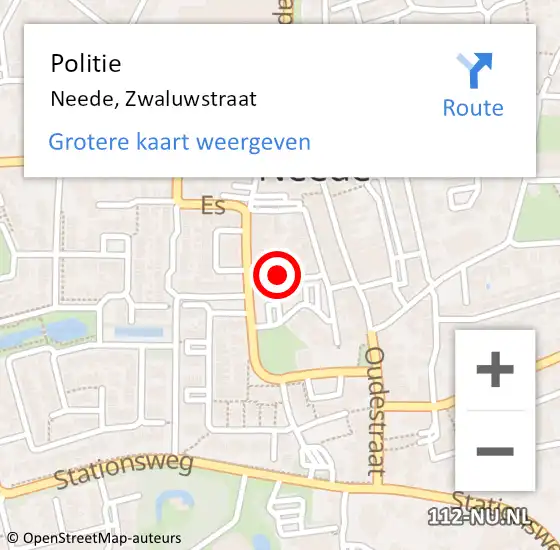 Locatie op kaart van de 112 melding: Politie Neede, Zwaluwstraat op 1 mei 2020 15:03