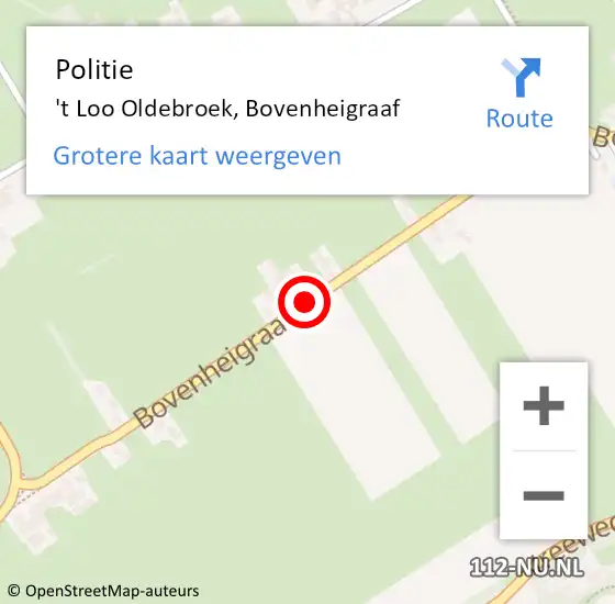 Locatie op kaart van de 112 melding: Politie 't Loo Oldebroek, Bovenheigraaf op 1 mei 2020 15:55