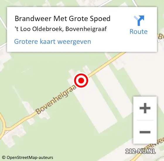 Locatie op kaart van de 112 melding: Brandweer Met Grote Spoed Naar 't Loo Oldebroek, Bovenheigraaf op 1 mei 2020 15:57