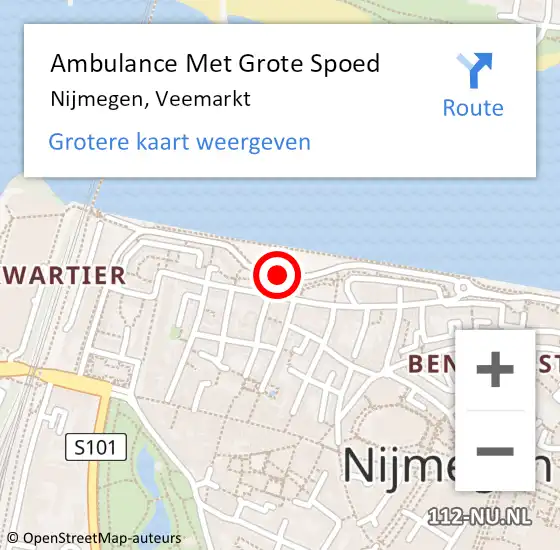 Locatie op kaart van de 112 melding: Ambulance Met Grote Spoed Naar Nijmegen, Veemarkt op 1 mei 2020 16:19