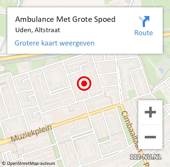 Locatie op kaart van de 112 melding: Ambulance Met Grote Spoed Naar Uden, Altstraat op 1 mei 2020 16:28