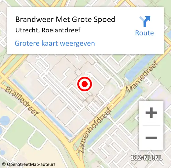 Locatie op kaart van de 112 melding: Brandweer Met Grote Spoed Naar Utrecht, Roelantdreef op 1 mei 2020 16:53