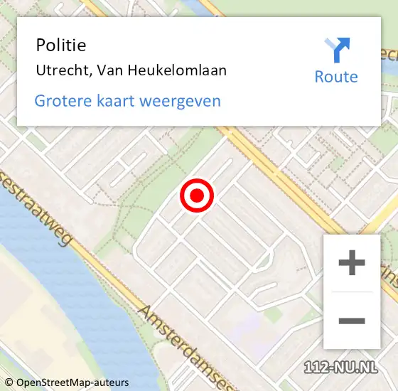 Locatie op kaart van de 112 melding: Politie Utrecht, Van Heukelomlaan op 1 mei 2020 17:42