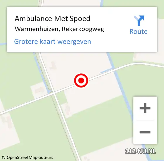 Locatie op kaart van de 112 melding: Ambulance Met Spoed Naar Warmenhuizen, Rekerkoogweg op 1 mei 2020 17:53