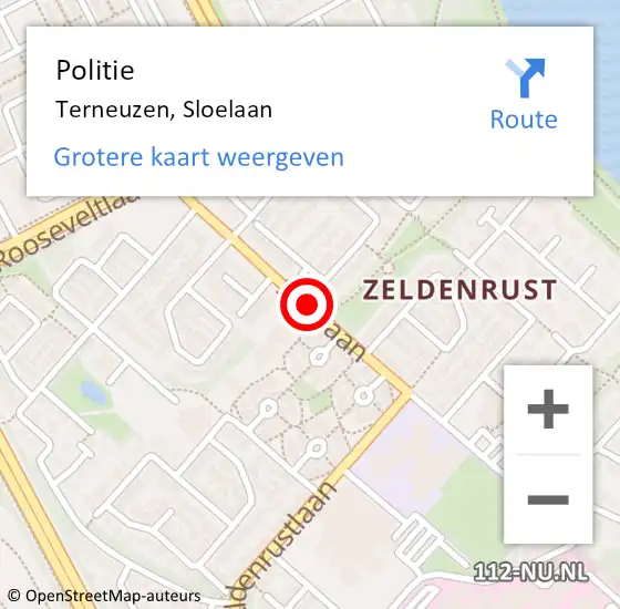 Locatie op kaart van de 112 melding: Politie Terneuzen, Sloelaan op 1 mei 2020 18:32