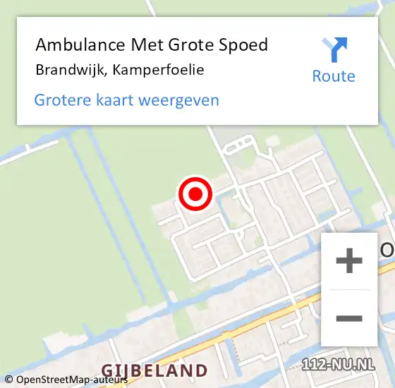 Locatie op kaart van de 112 melding: Ambulance Met Grote Spoed Naar Brandwijk, Kamperfoelie op 1 mei 2020 19:16