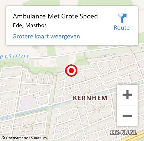 Locatie op kaart van de 112 melding: Ambulance Met Grote Spoed Naar Ede, Mastbos op 1 mei 2020 20:13