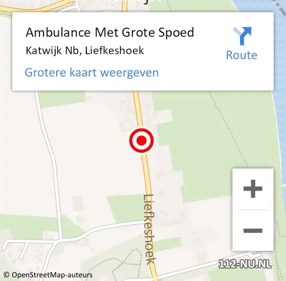 Locatie op kaart van de 112 melding: Ambulance Met Grote Spoed Naar Katwijk Nb, Liefkeshoek op 5 mei 2014 16:08