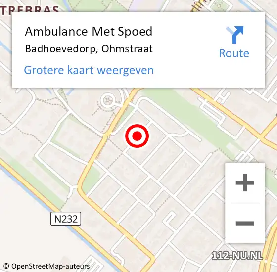 Locatie op kaart van de 112 melding: Ambulance Met Spoed Naar Badhoevedorp, Ohmstraat op 1 mei 2020 21:34