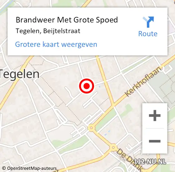 Locatie op kaart van de 112 melding: Brandweer Met Grote Spoed Naar Tegelen, Beijtelstraat op 1 mei 2020 22:35