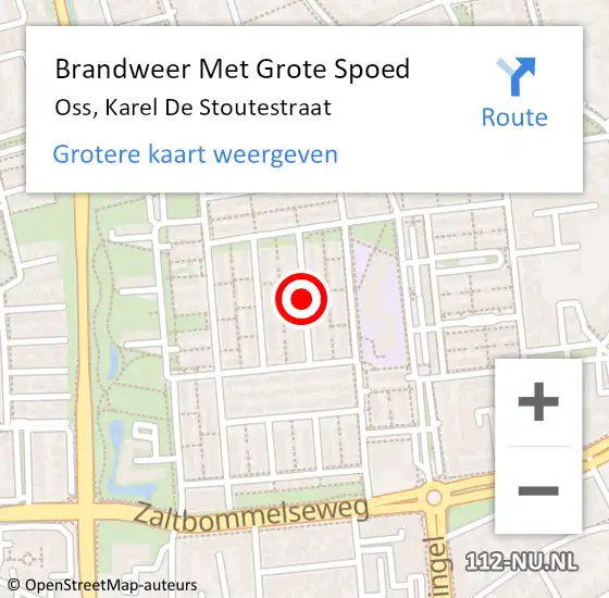 Locatie op kaart van de 112 melding: Brandweer Met Grote Spoed Naar Oss, Karel De Stoutestraat op 1 mei 2020 23:29