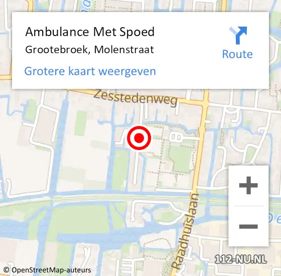 Locatie op kaart van de 112 melding: Ambulance Met Spoed Naar Grootebroek, Molenstraat op 1 mei 2020 23:51