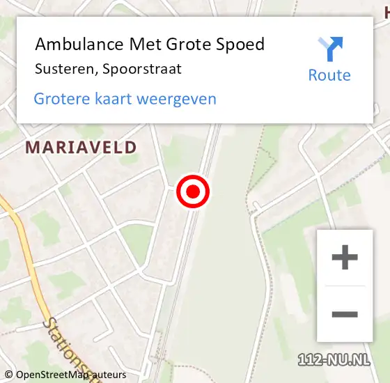 Locatie op kaart van de 112 melding: Ambulance Met Grote Spoed Naar Susteren, Spoorstraat op 2 mei 2020 00:21