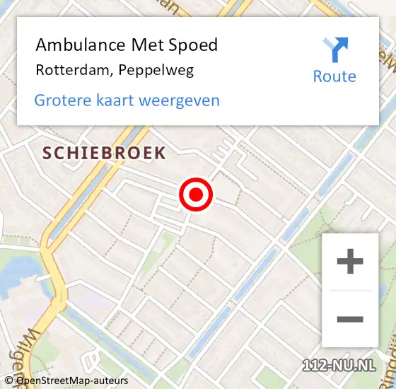Locatie op kaart van de 112 melding: Ambulance Met Spoed Naar Rotterdam, Peppelweg op 2 mei 2020 02:03