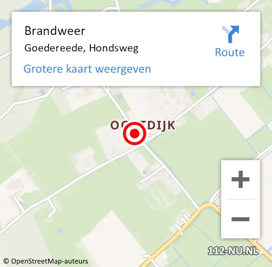 Locatie op kaart van de 112 melding: Brandweer Goedereede, Hondsweg op 2 mei 2020 02:41