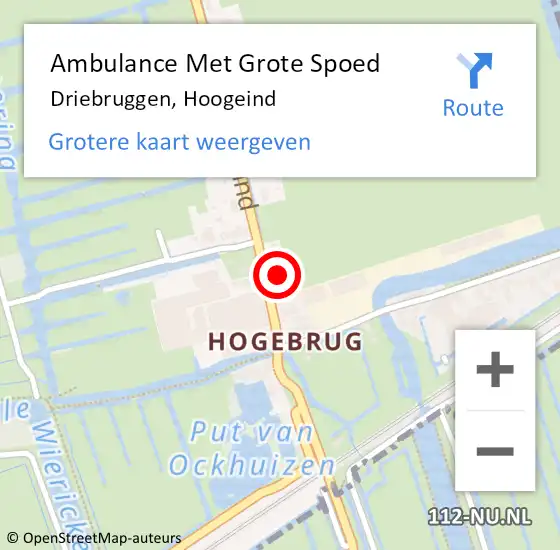 Locatie op kaart van de 112 melding: Ambulance Met Grote Spoed Naar Driebruggen, Hoogeind op 5 mei 2014 16:23